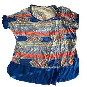 Royal blue and orange stripe top from Dept 222 size L